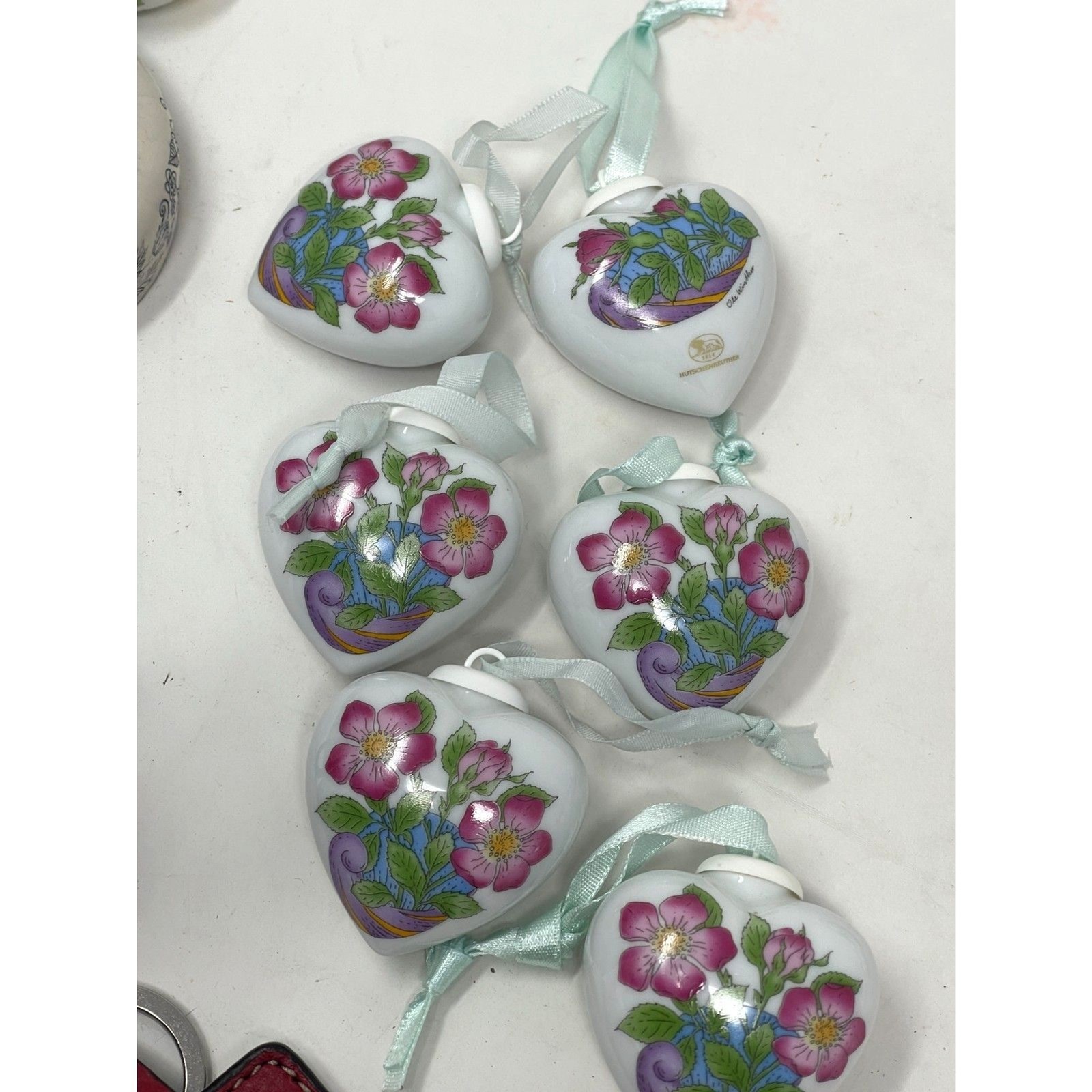 Die Lowenmarke Hutschenreuther Lot of 6 Heart and Flower Ornaments *NEW* German