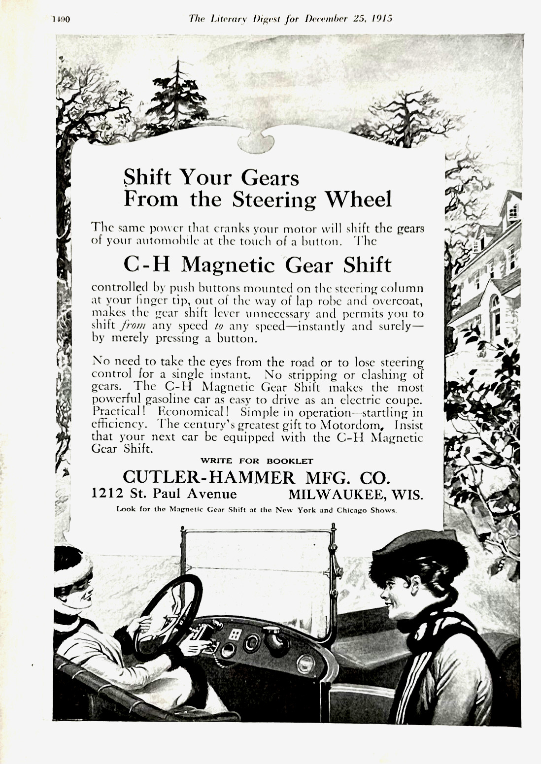 1915 Ad Cutler-Hammer Mfg Co Milwaukee WI C-H Magnetic Gear Shift