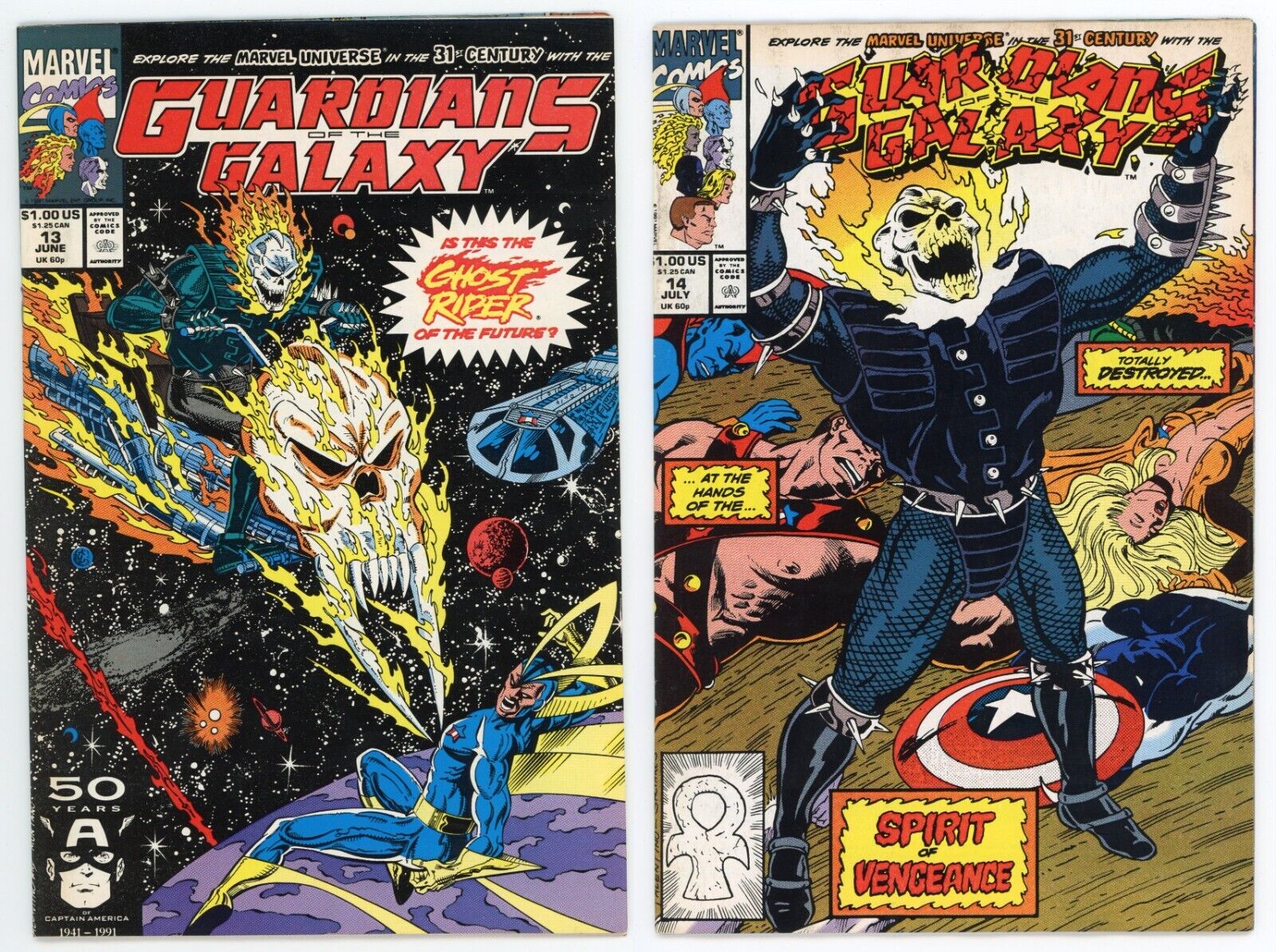 Guardians of the Galaxy #13 14 (VF Set) 1st app Spirit of Vengeance 1991 Marvel