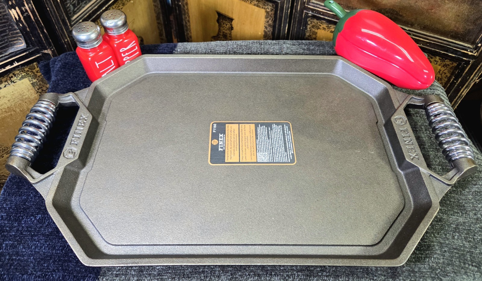Finex Cast Iron Griddle No. 18 Double Cooling Handles and Easy Release Surface