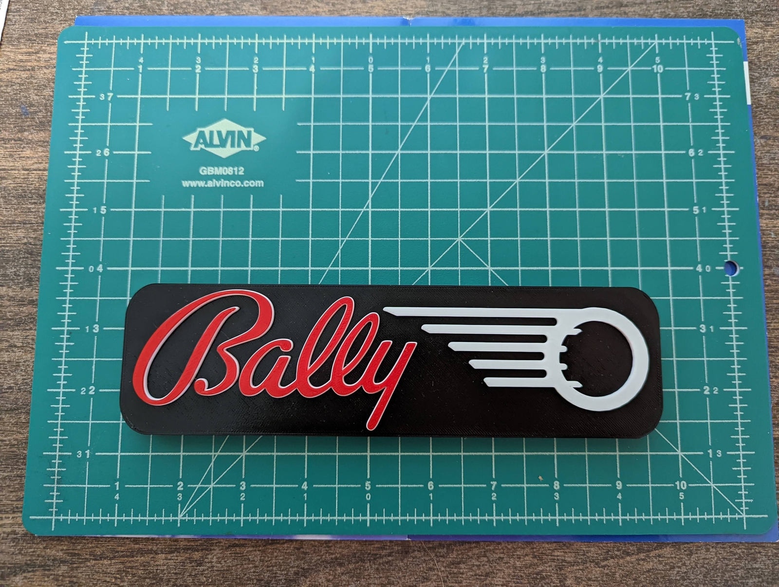 Bally Pinball logo emblem symbol 3D printed color game company sign