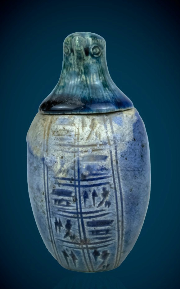 Egyptian Blue Canopic Jar Authentic Ancient Egyptian Antique Rare Statue Figure