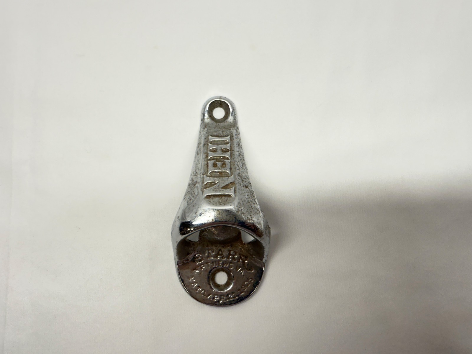 Vintage Chrome Nehi Starr Wall Mount Bottle Opener Brawn Mfg Made in USA NEHI
