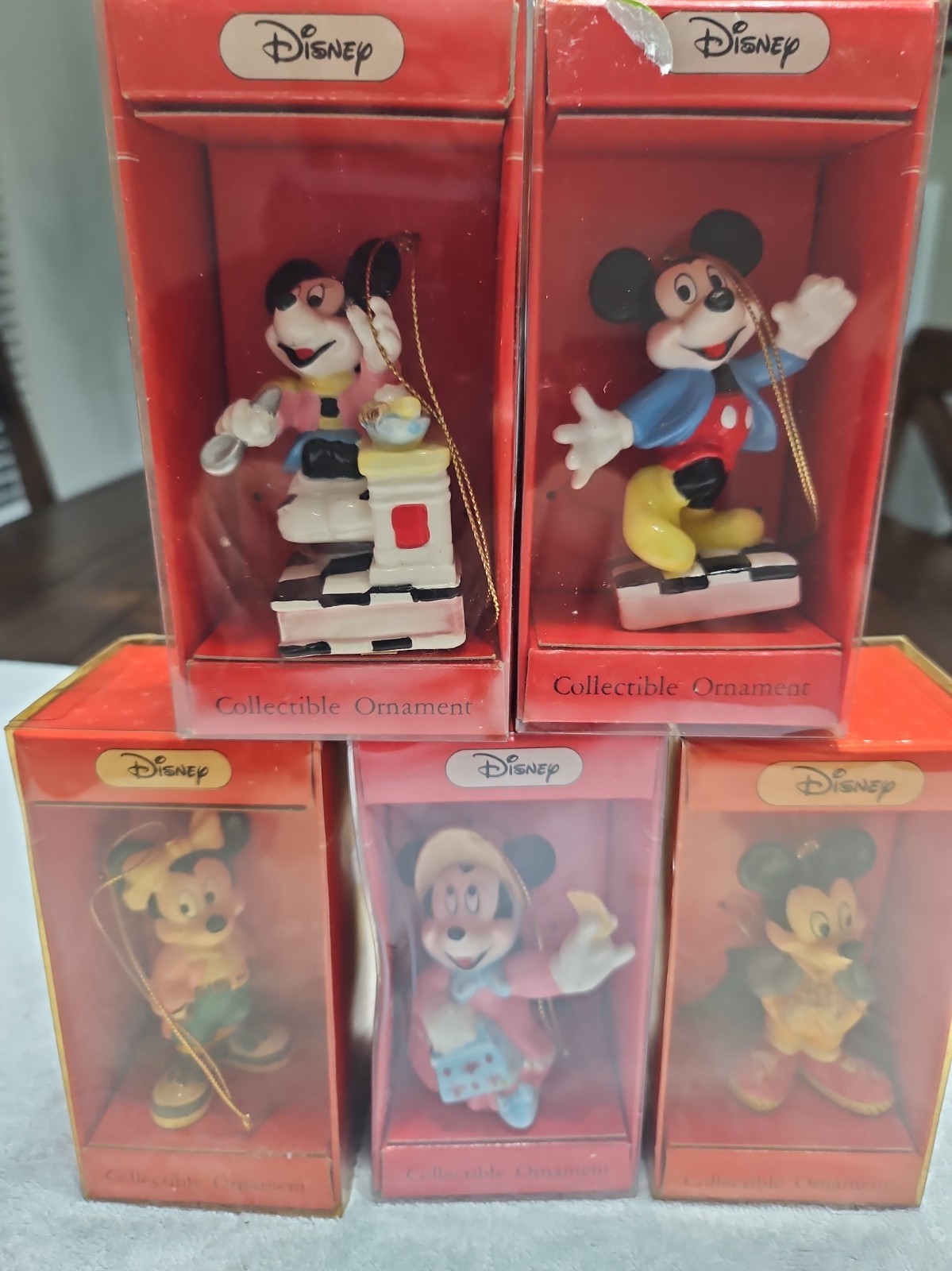 VTG 5 Disney Schmid Mickey & Minnie Mouse Christmas Ornaments 1980s 41