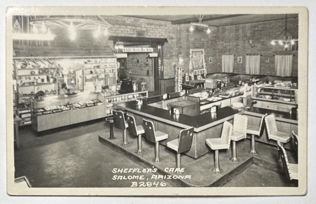 Sheffler\'s Cafe interior Salome AZ Arizona Frashers Foto Card Vintage Postcard Sheffler\'s Cafe interior Salome AZ Arizona Frashers Foto Card Vintage Postcard