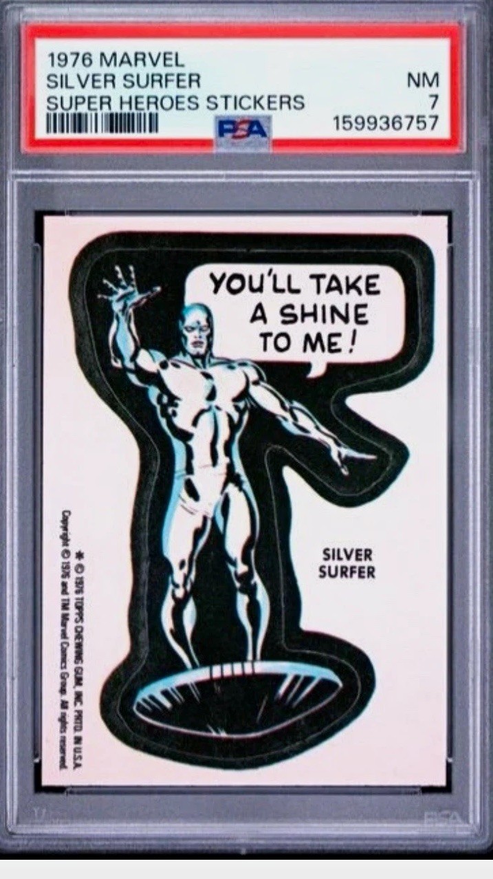 1976 SILVER SURFER  PSA 7 - 1st Appearance - Marvel Super Hero Sticker   