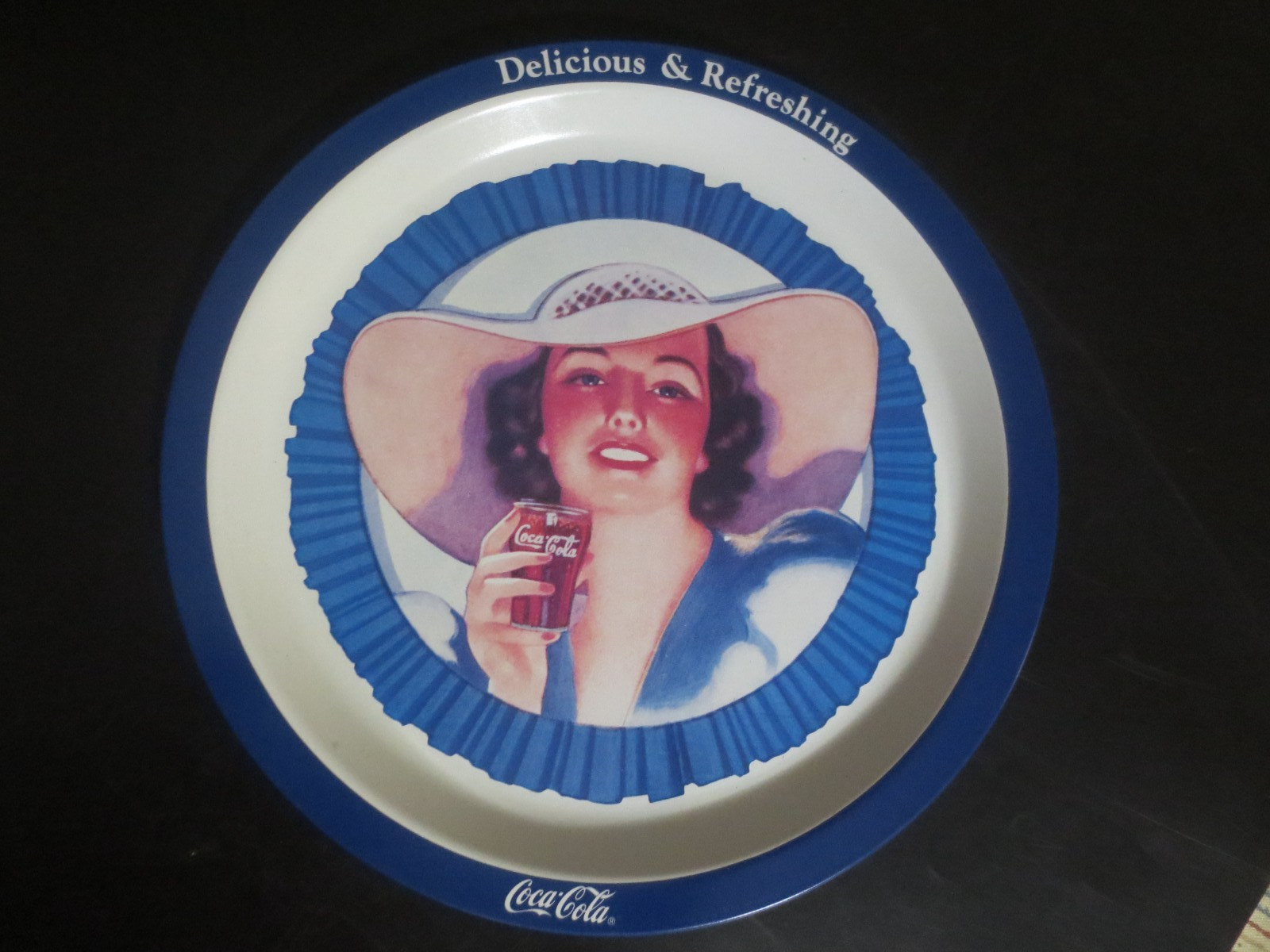 Coca-Cola Round 1937 Blue Lady Tray German Publication Picture