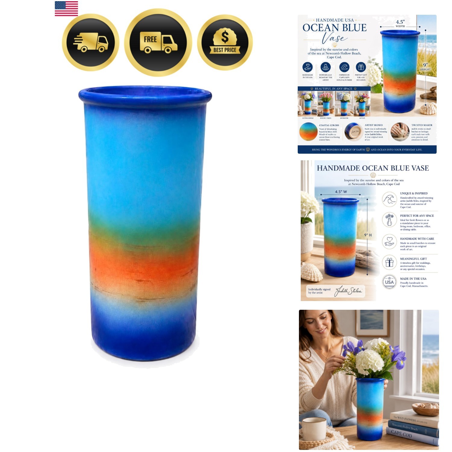 Handmade  Ocean Blue VASE - 9\