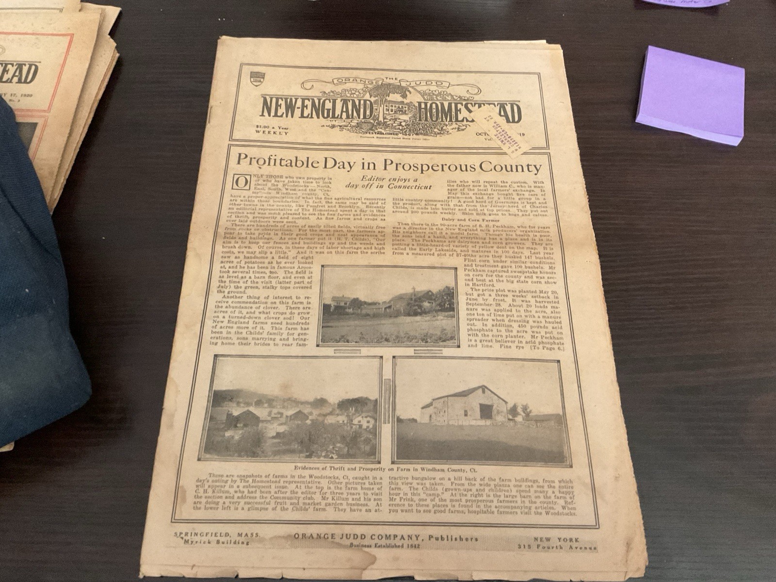 1919 New England Newspaper Windham County Ct, Paige Cars ,Photo Pres. of Uof Vt.