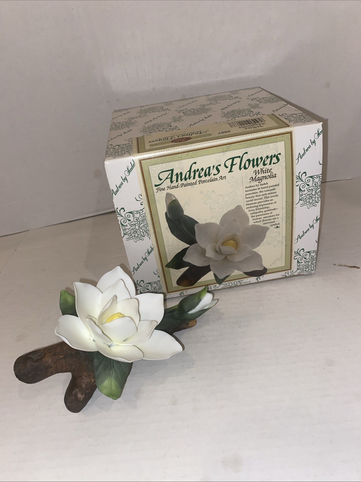 Vintage Andrea’s flowers by Sadek white magnolia Hand, Painted Porcelain ￼Flower