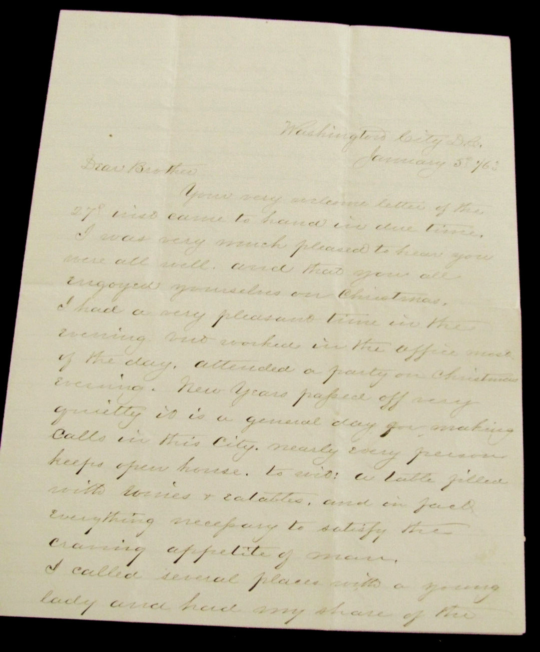 CIVIL WAR LETTER NEW YEARS 1863 MEETING THE PRESIDENT, CABINET AND THE GENERALS
