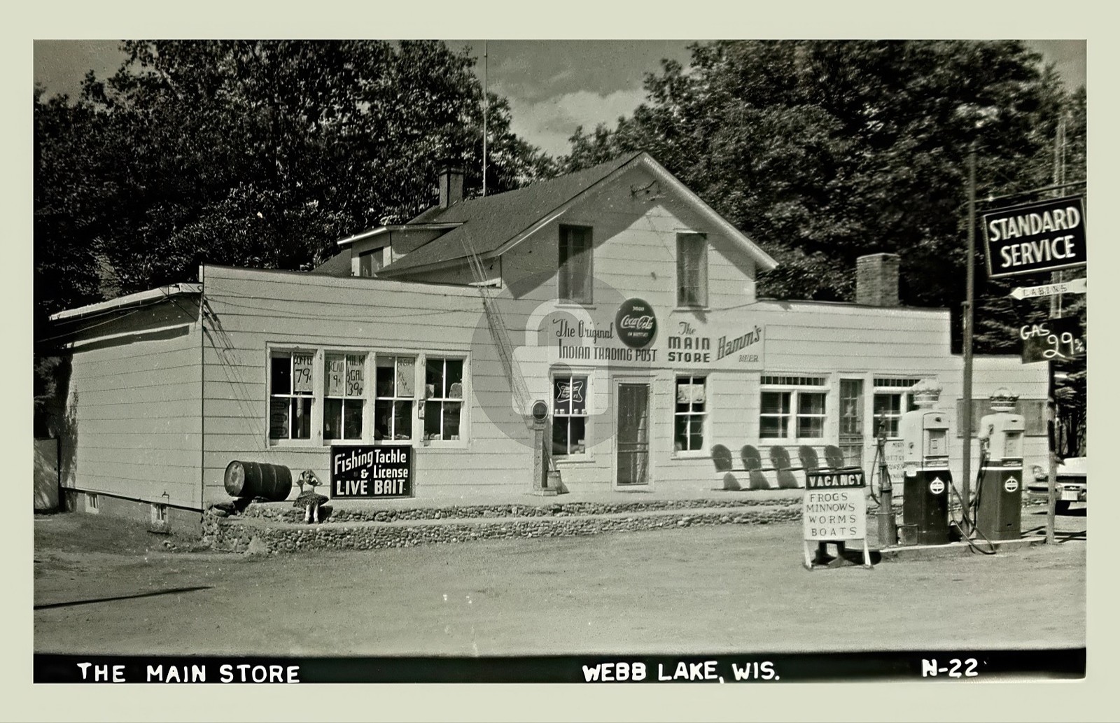 Standard Gas Station Webb Lake WI Wisconsin RPPC Photo Postcard COPY