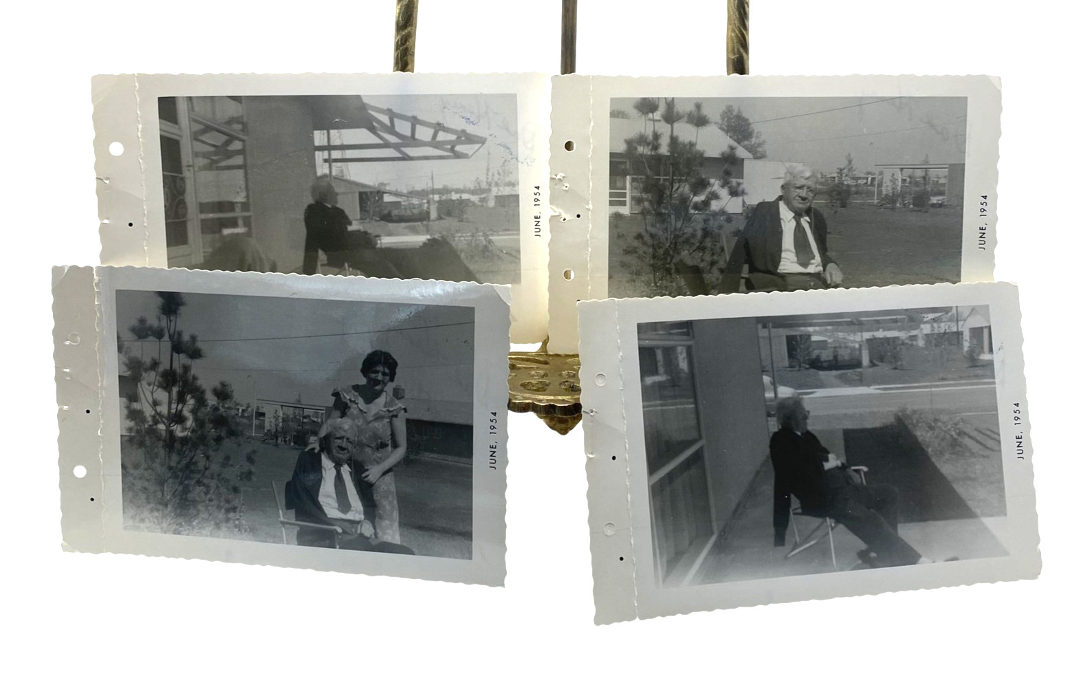 Vintage 1954 American Dad Henry Elderly Man Lot 4 Photos 3.25x5 B&W Gelatin Orig