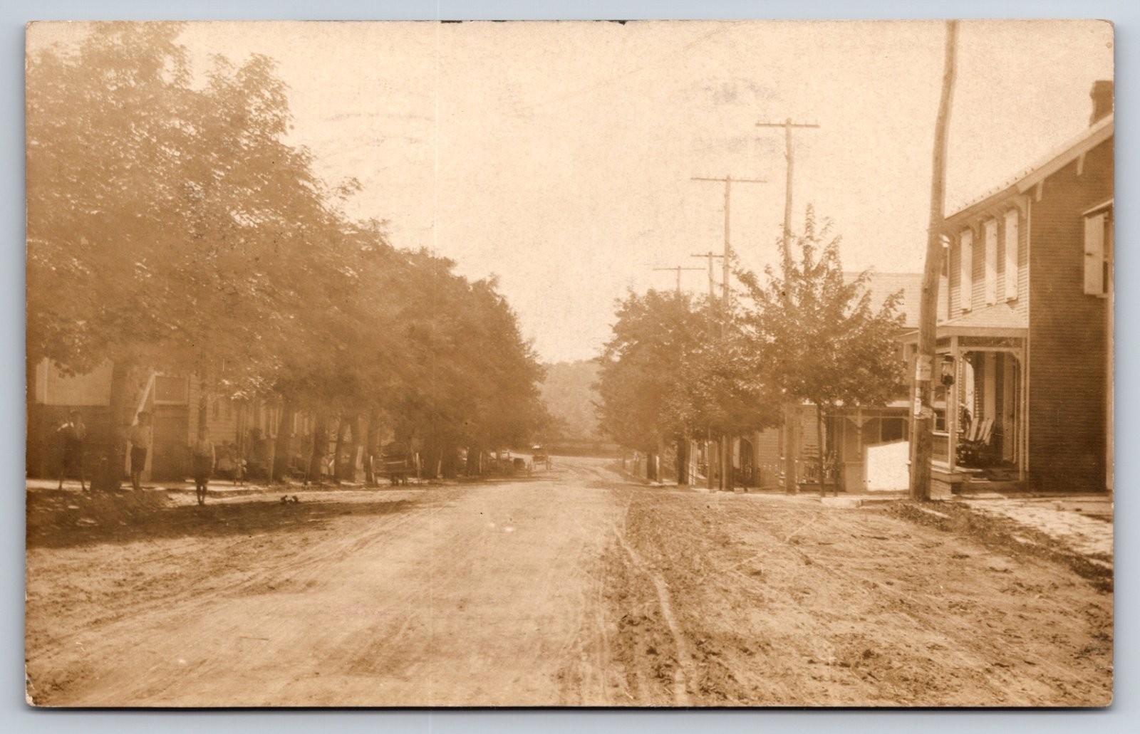 Jonestown Pennsylvania Street View Dirt Road Stores Houses Real Photo RPPC