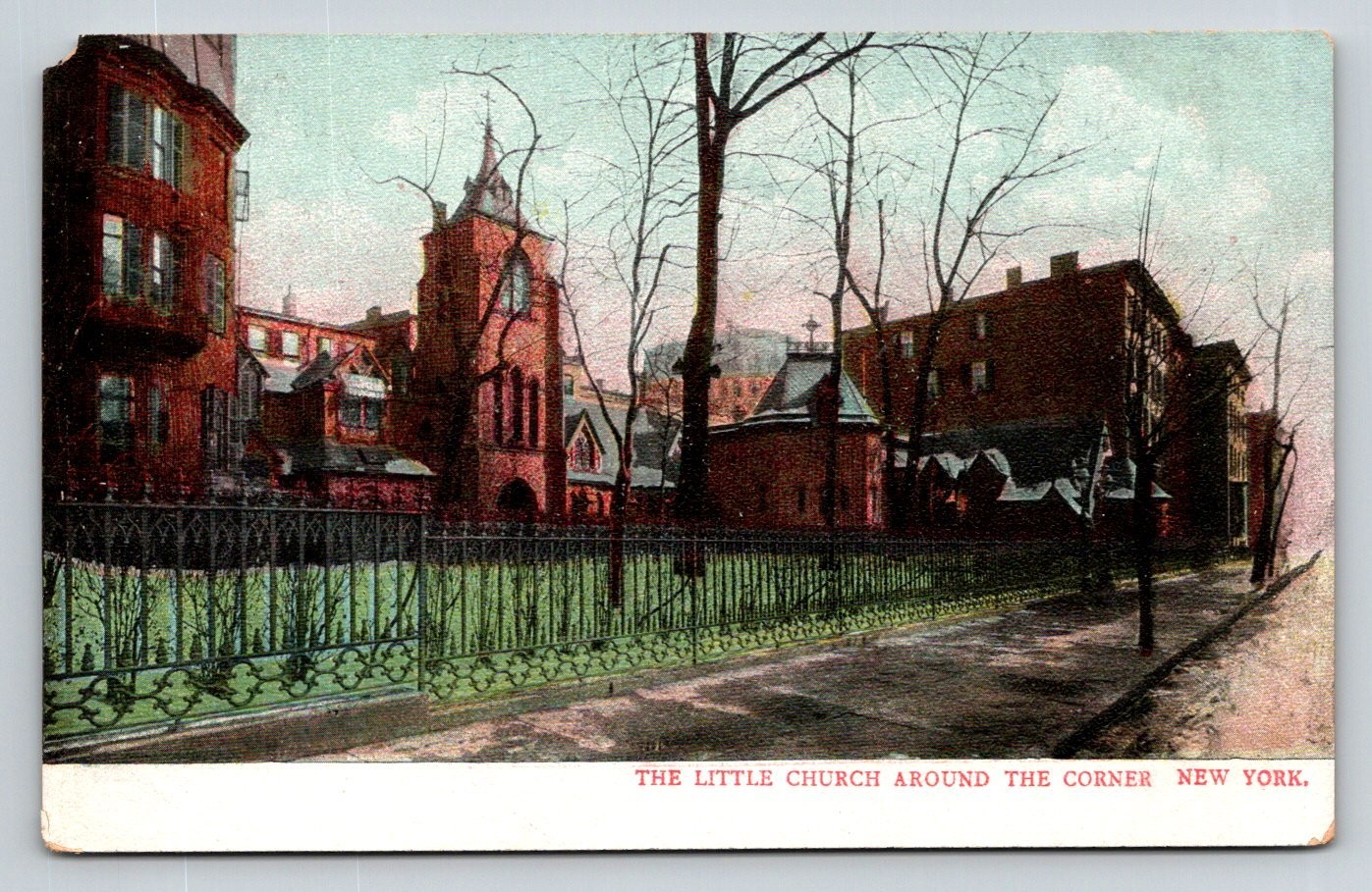 NYC Little Church Around the Corner Bosselman Hand-Tinted Postcard 1907-1915