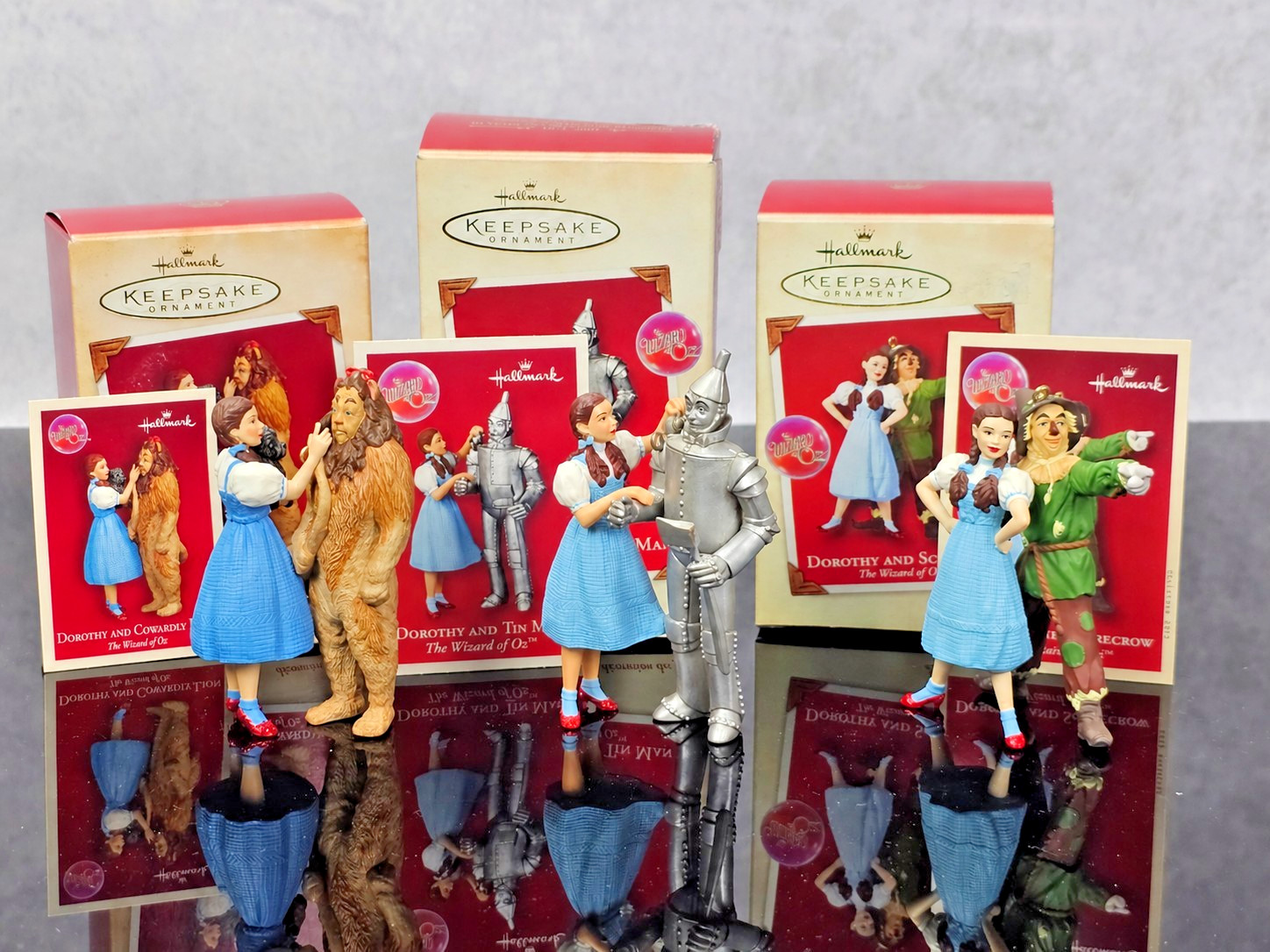 Hallmark Wizard of Oz Dorothy Ornament Lot 3 Scarecrow Tin Man Cowardly Lion