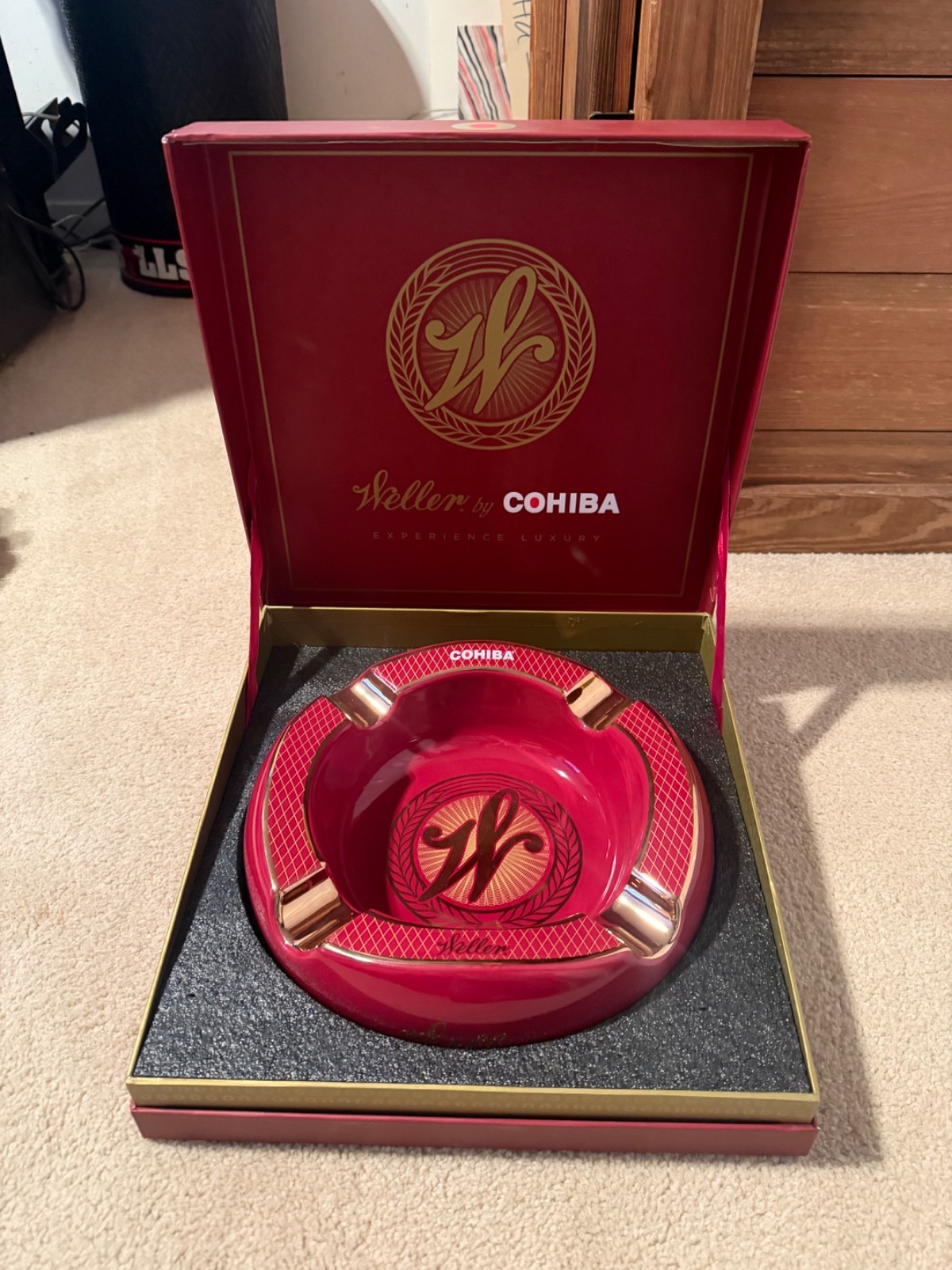 Weller Antique 107 Red Cohiba Ashtray Cigar Ash Tray Bourbon Buffalo Trace Pappy Weller Antique 107 Red Cohiba Ashtray Cigar Ash Tray Bourbon Buffalo Trace Pappy