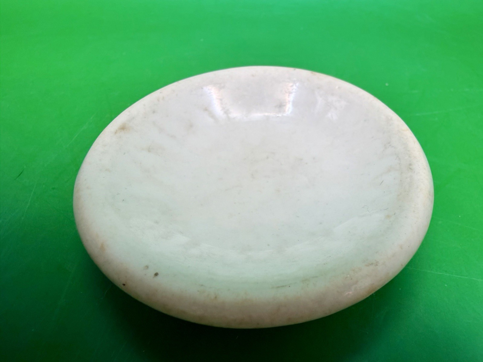 Antique 19th Century White English Ironstone Chunky Raised Butter Pat 2A