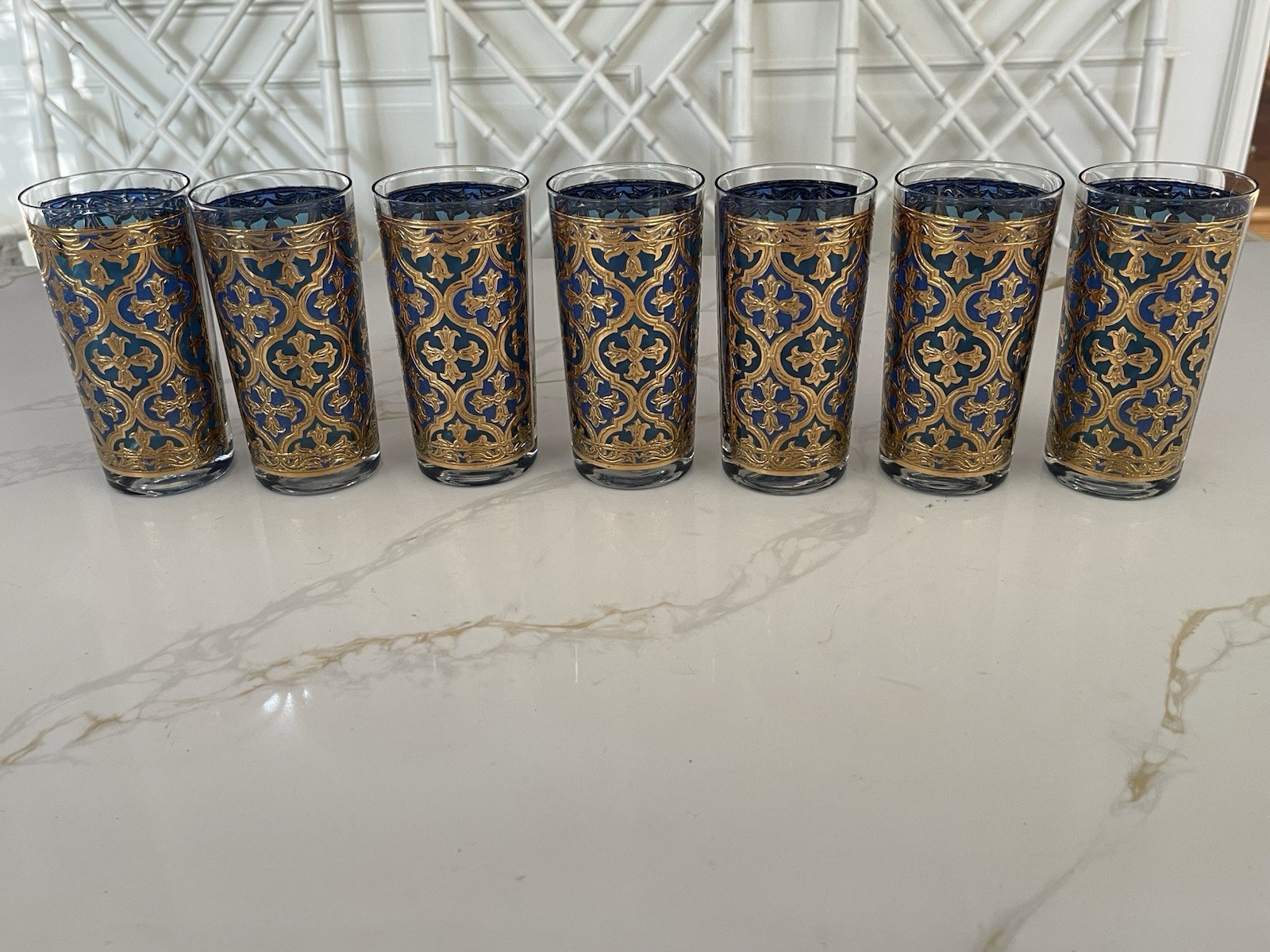 MCM George Briard Barware Firenze 22k Gold Hollywood Regency Highball Tumblers