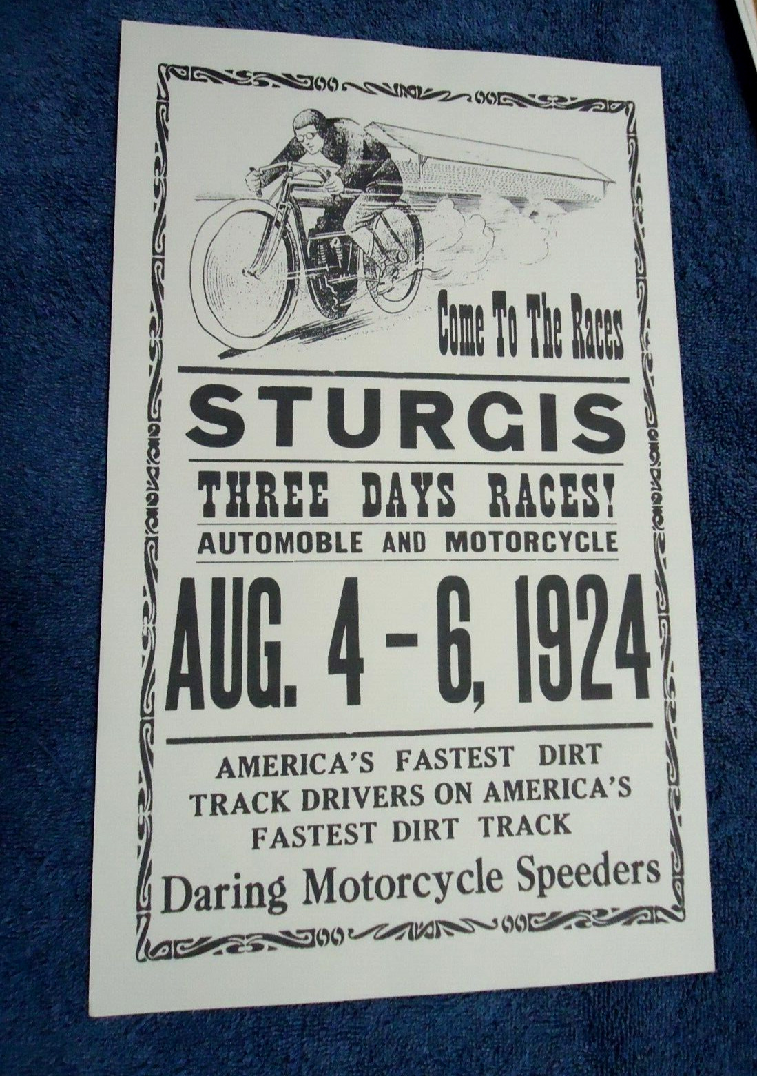 1924 STURGIS SOUTH DAKOTA MOTORCYCLE RACES POSTER