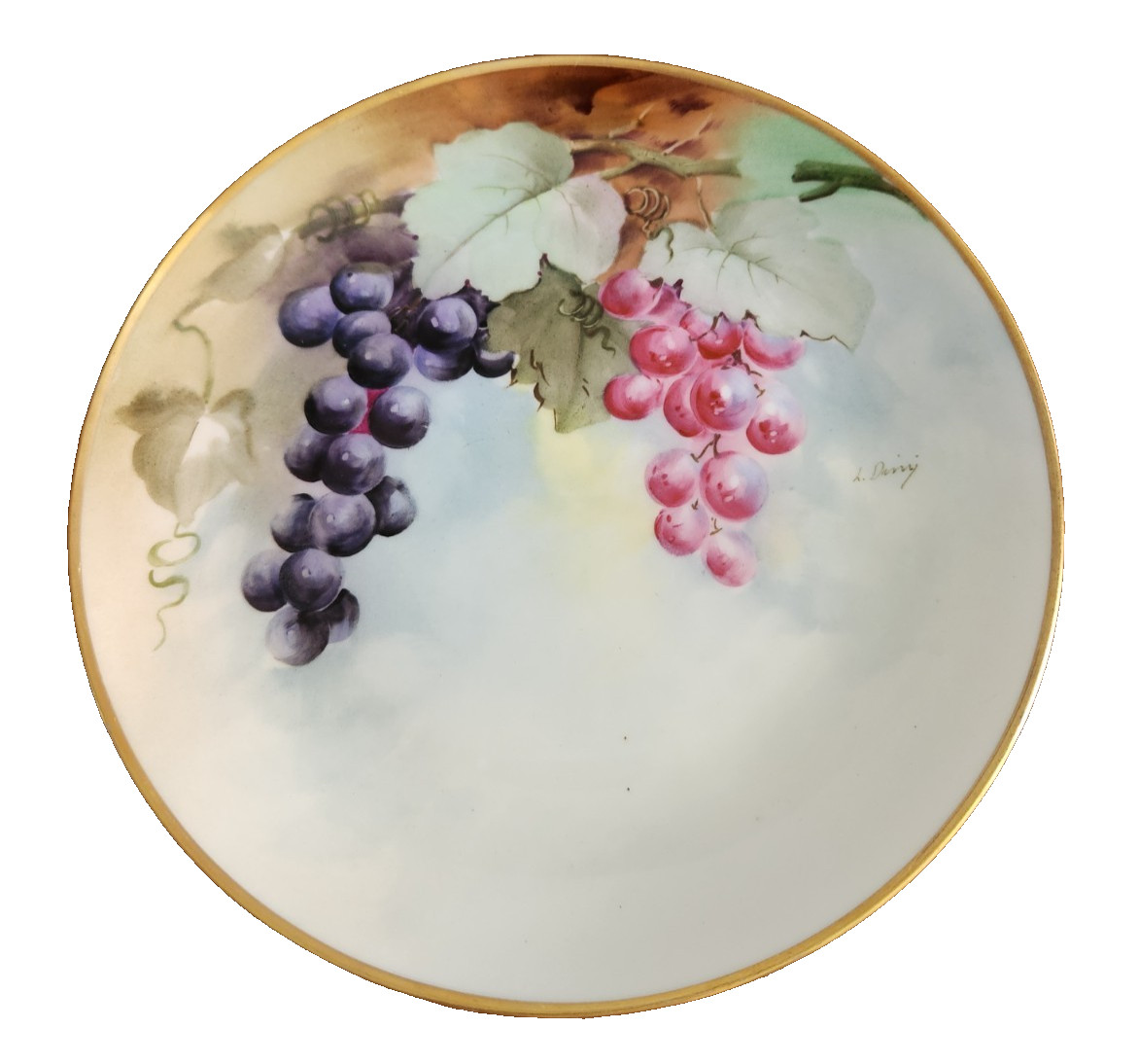Richard Ginori Italian Hand Paint Grape Porcelain Plate Sign Dini Cottage Italy
