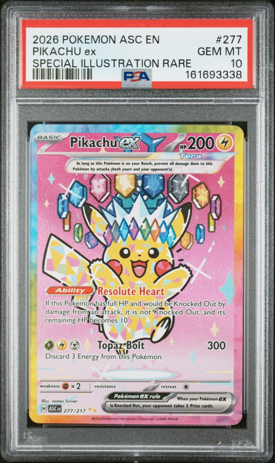 2026 POKEMON ASCENDED HEROES SPECIAL ILLUSTRATION RARE PIKACHU EX #277 PSA 10