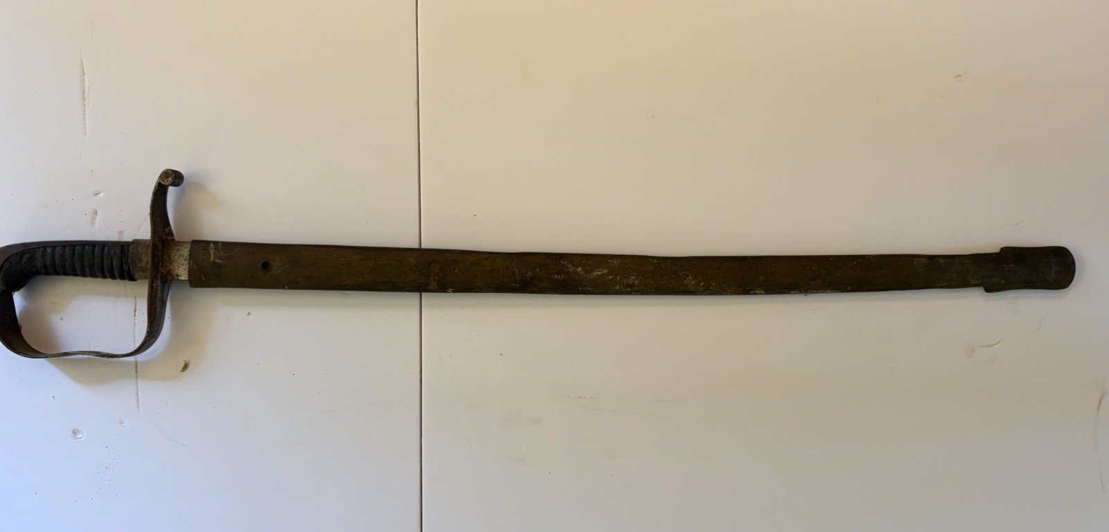 Antique 19th Century Military Short Sword / Infantry with Scabbard Iron D-Guard
