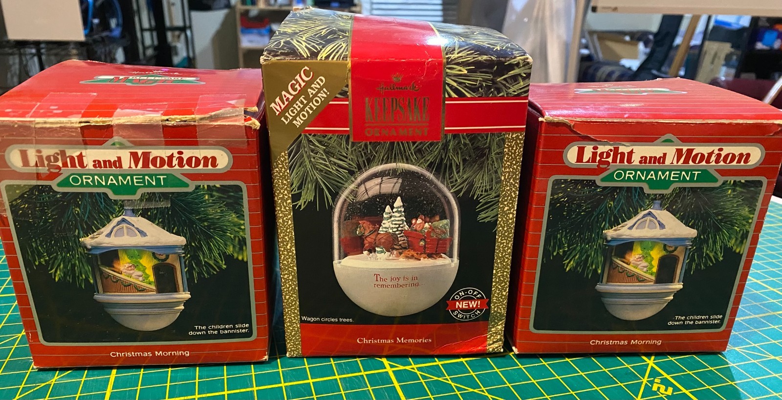 3 Vintage Hallmark Keepsake Ornaments Magic Light Motion Christmas Lot TLC