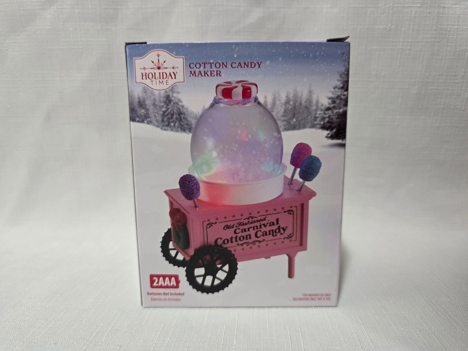 Holiday Time Light Up Cotton Candy Maker Cart Christmas Village Decor