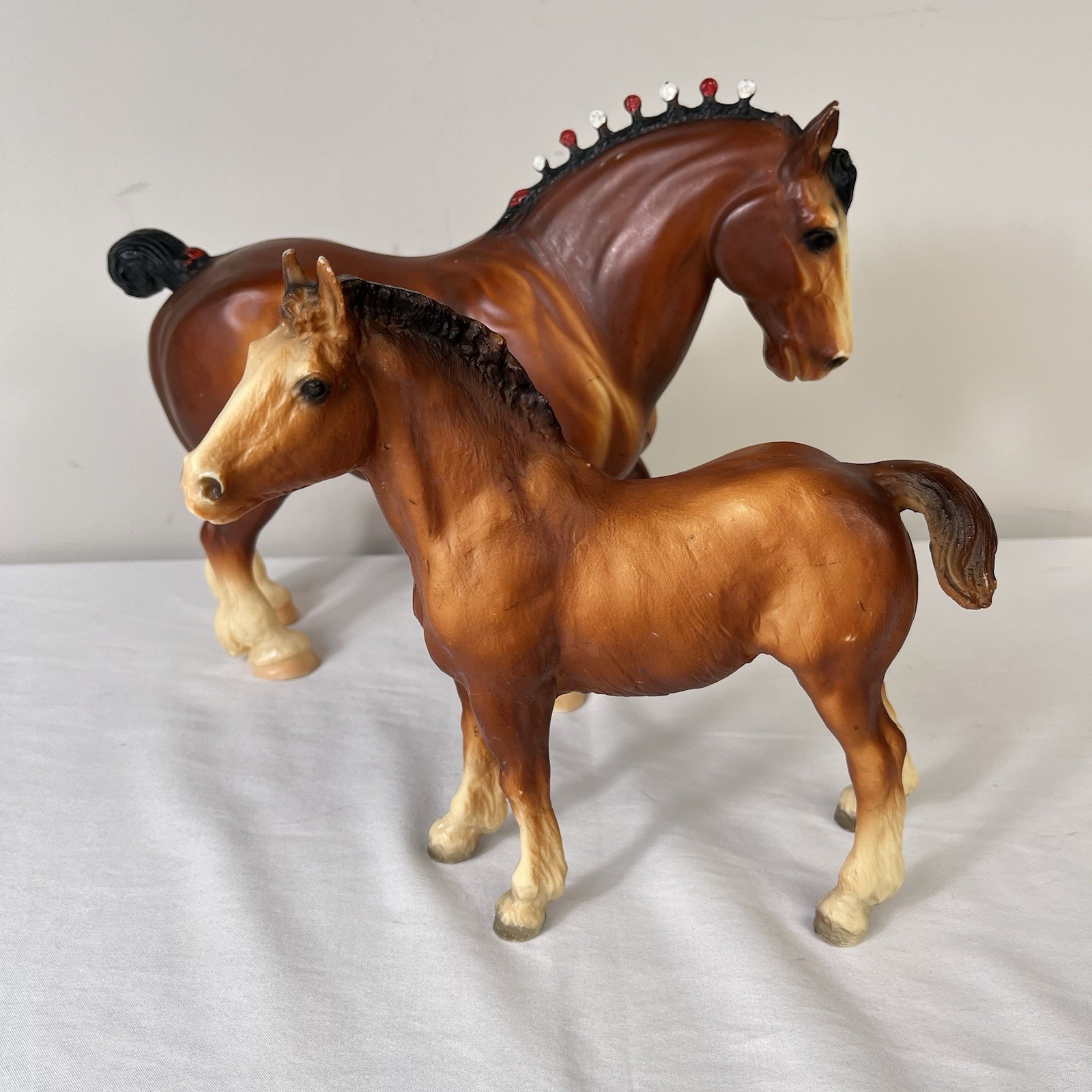 Vintage Breyer Traditional Clydesdale Stallion & Foal Set Model #80 & #84 Horses