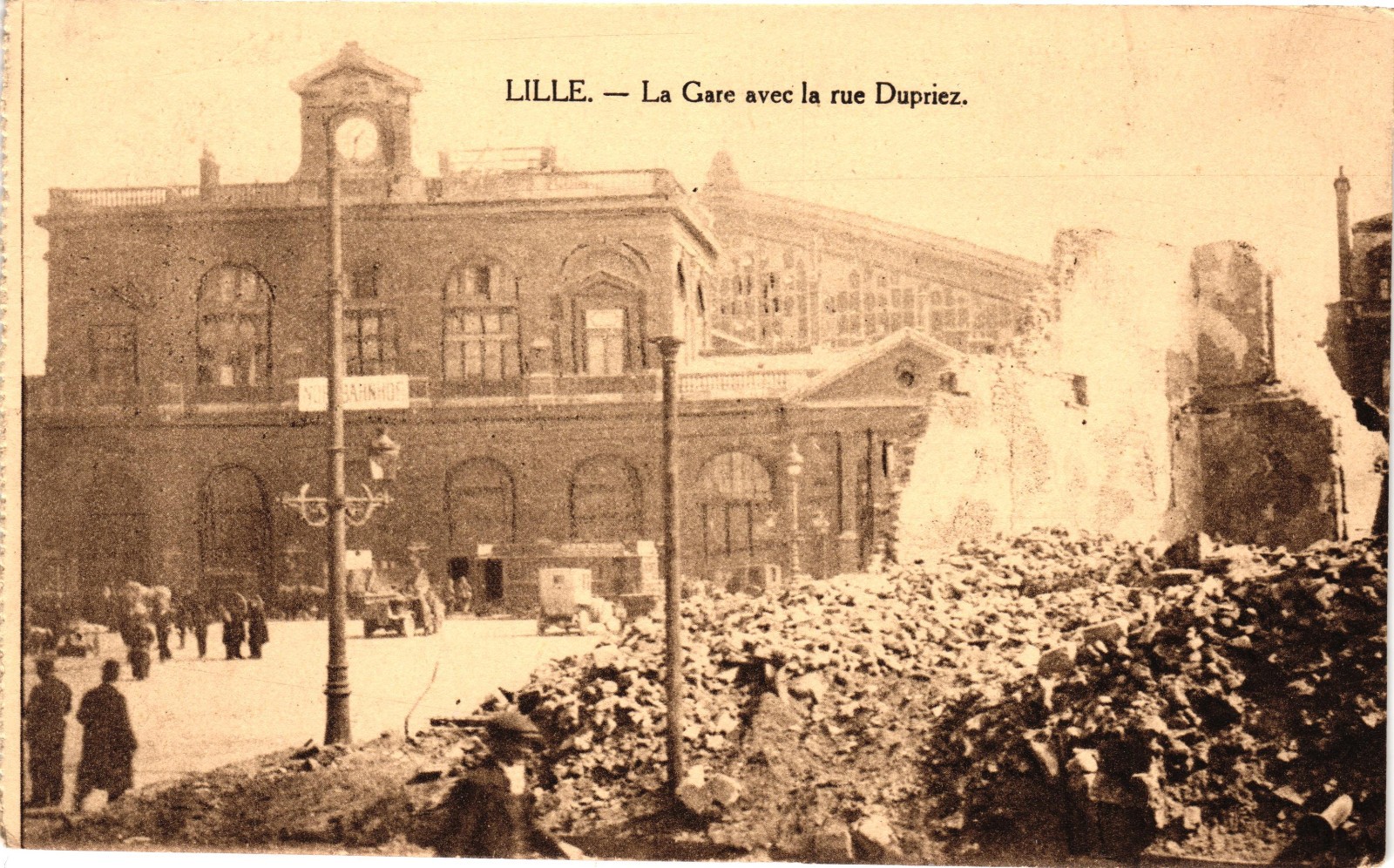 WWI Lille France Train Station Ruins Real Photo Postcard RPPC