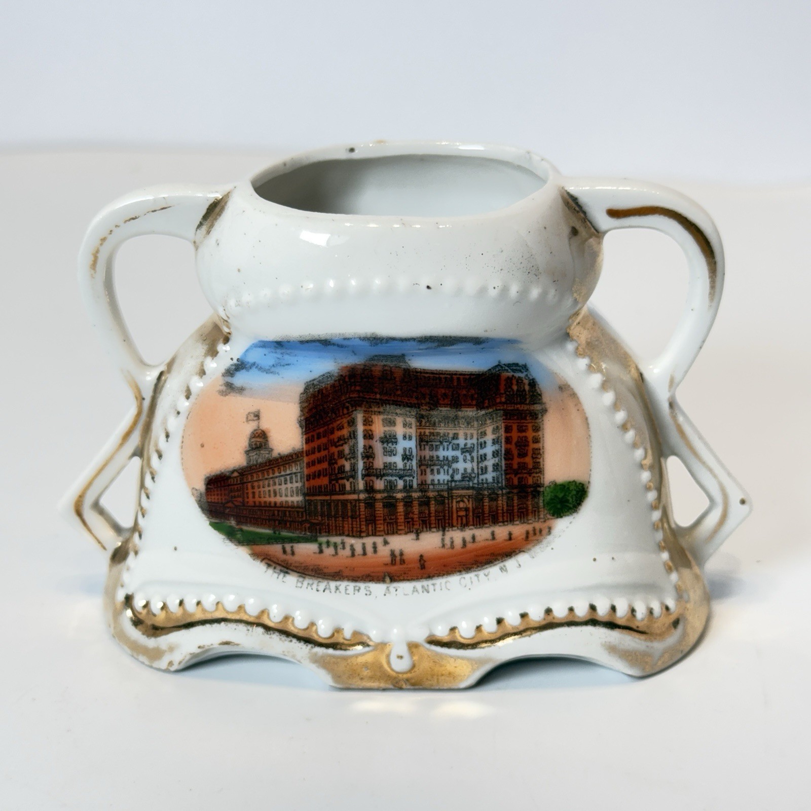 ATLANTIC CITY NJ NEW JERSEY Antique THE BREAKERS Souvenir PAINTED TRINKET