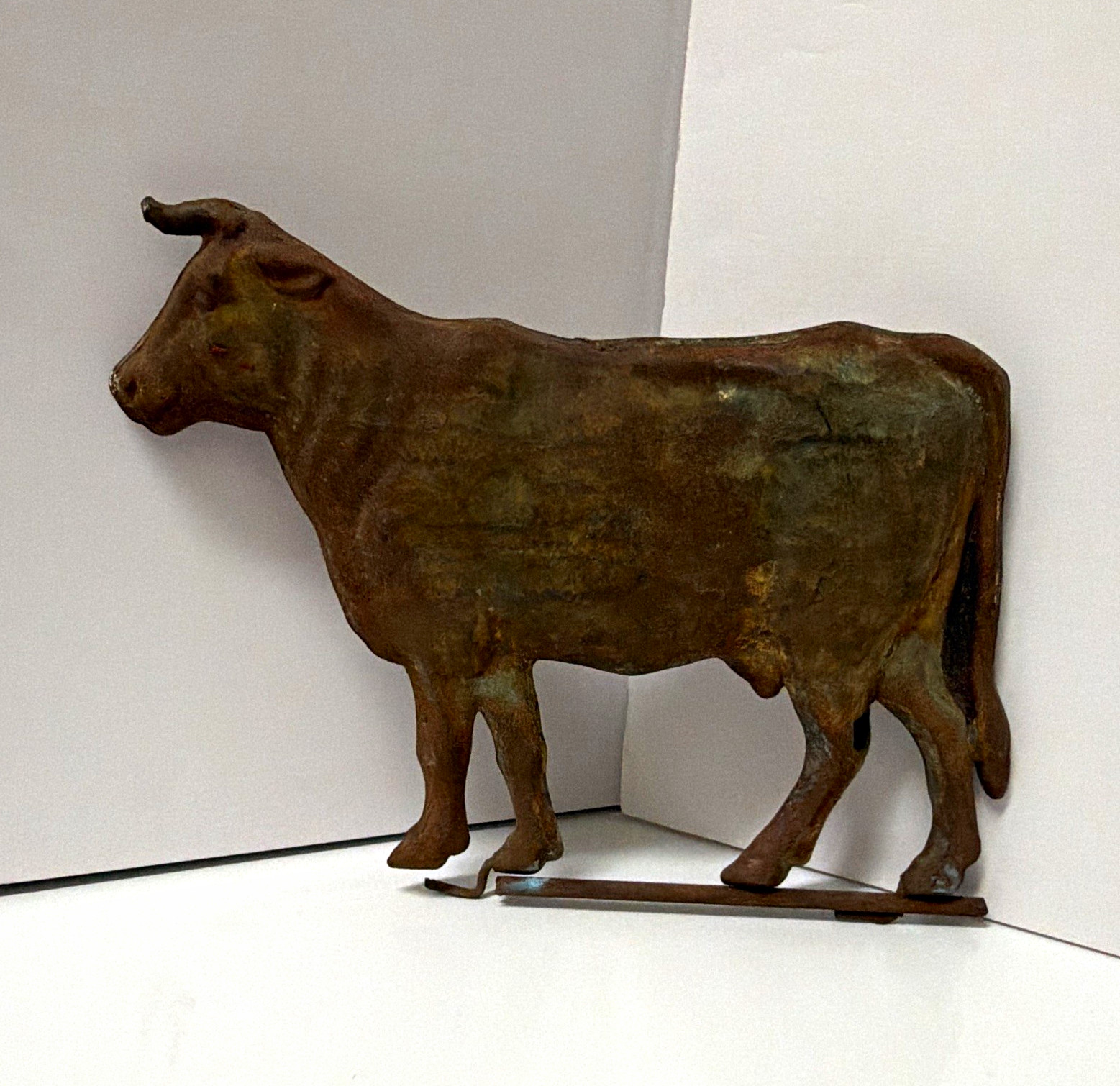 Vintage Metal cow weathervane, complete with bullet hole ( lol )