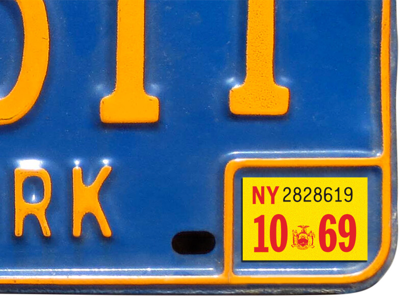 1969 New York Registration, License Plate Sticker, YOM, NY, Tag, DMV