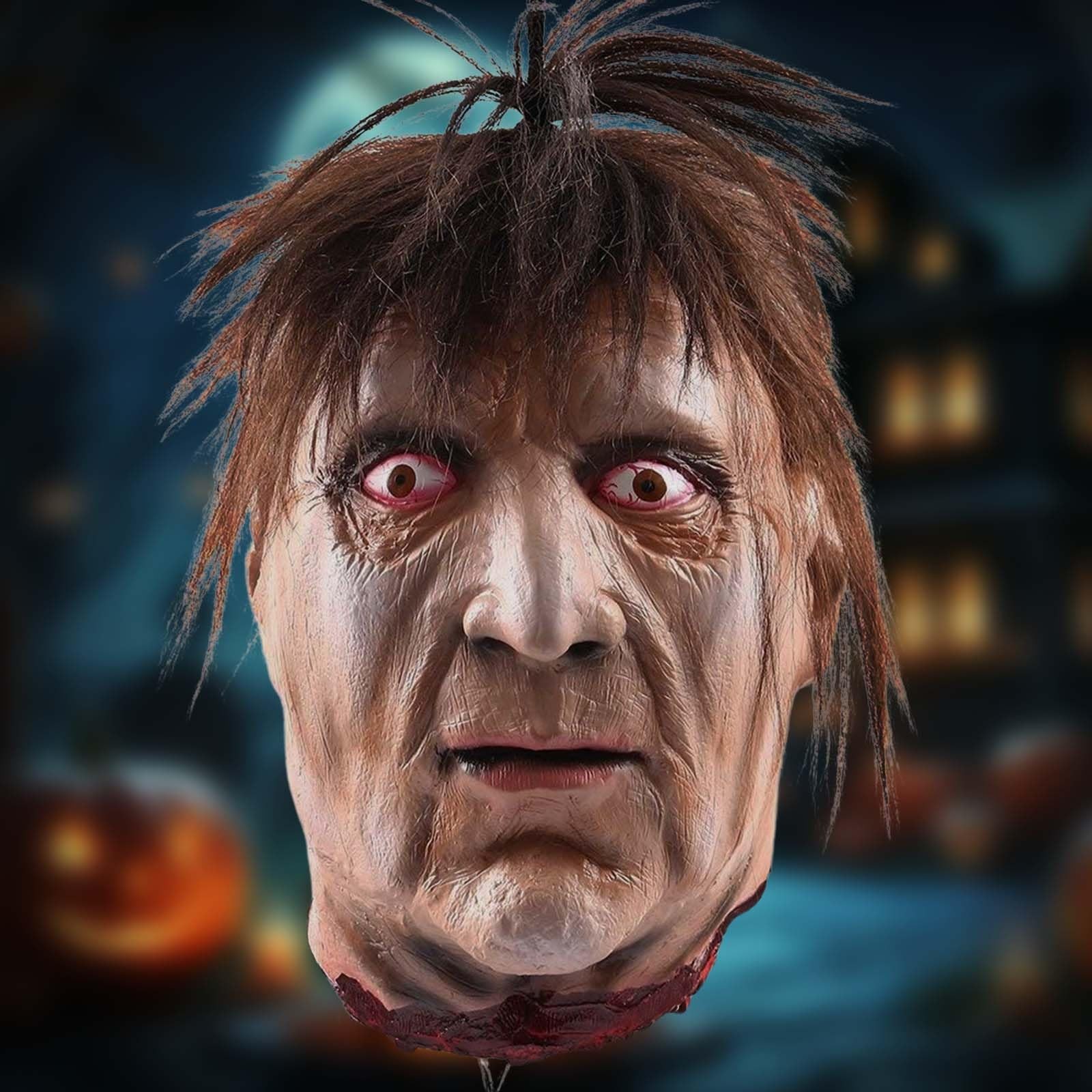 Halloween Decorations Props Scary Hanging Severed Head, Bloody Latex Zombie H...