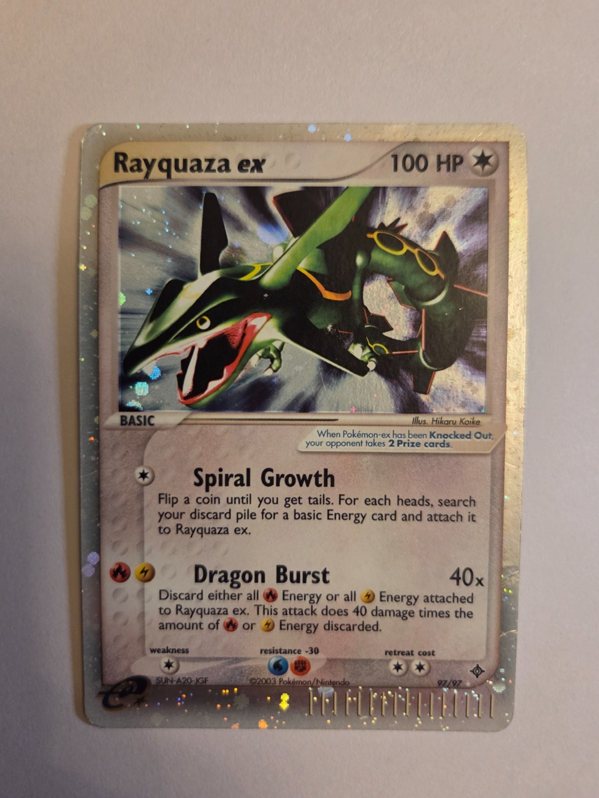 Pokemon TCG Rayquaza ex 97/97 Holo Ultra Rare EX Dragon 2003 English Swirl 🌀