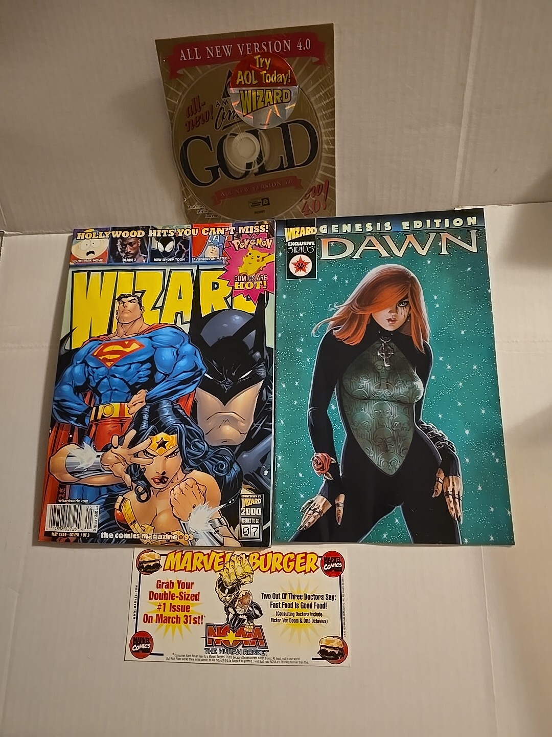 Wizard The Comics Magazine #93 1999 W/ Polybag & Promo Dawn Comc #0 & AOL DISC