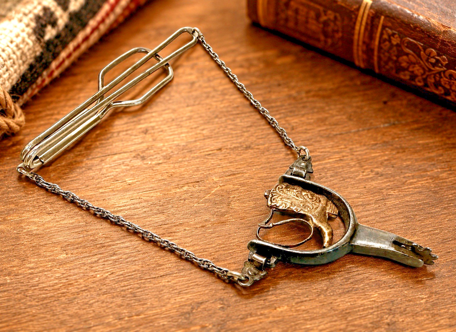 Vtg Hollands TX Sterling Silver Cowboy Boot Stirrup Spur Tie Clip 1936