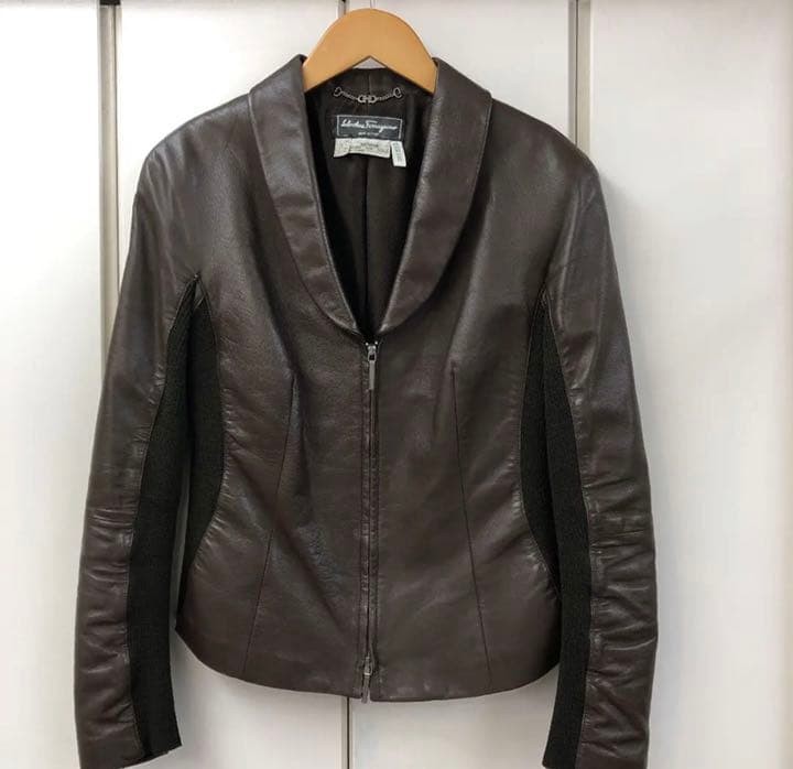 Ferragamo Leather Jacket 38 Women Rare Luxury Designer Model Limited Edition VHT