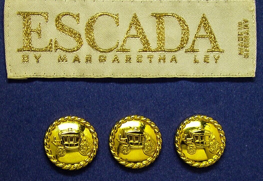 3 ESCADA STAGE COACH DESIGNER SOLID METAL REPLACEMENT BUTTONS GOOD COND. $39.95 
