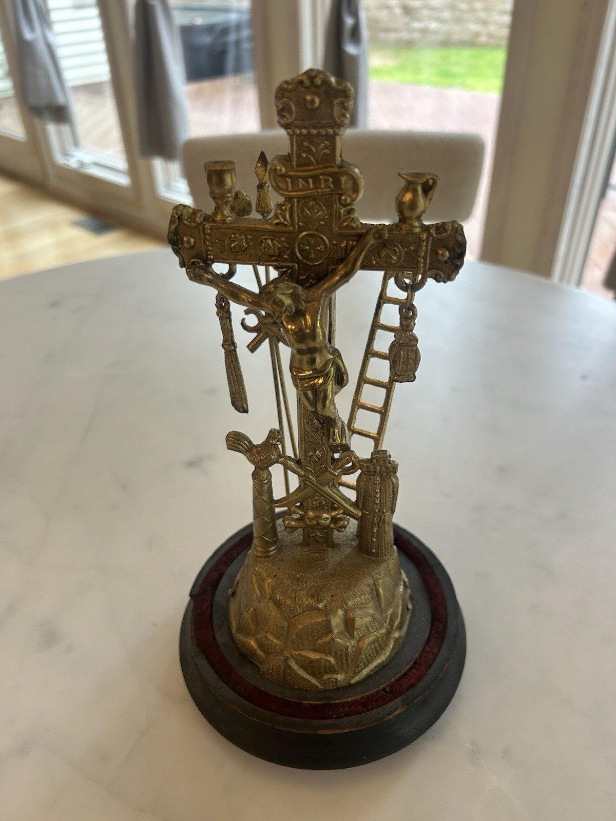 Antique French/Spanish ormolu Arma Christi / Weapons of Christ Religious Object