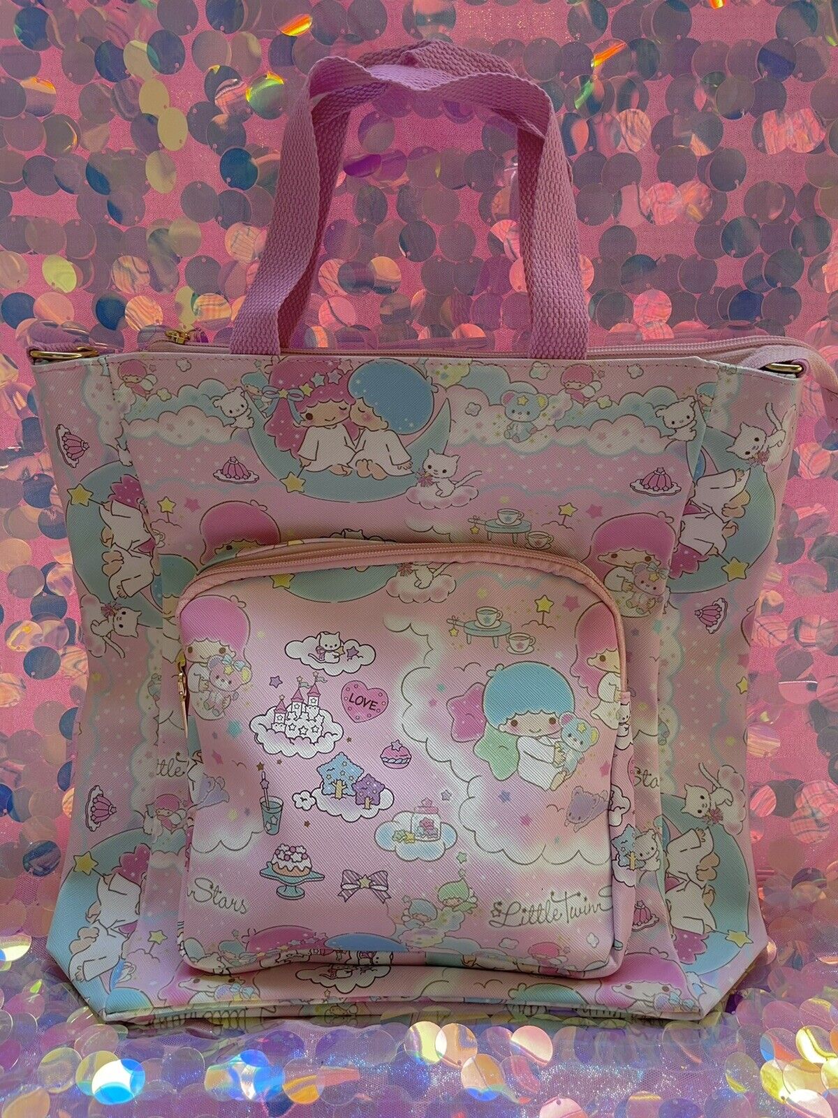 Little Twin Stars Kawaii Fashion Pastel Diaper Messenger Travel tote book bag
