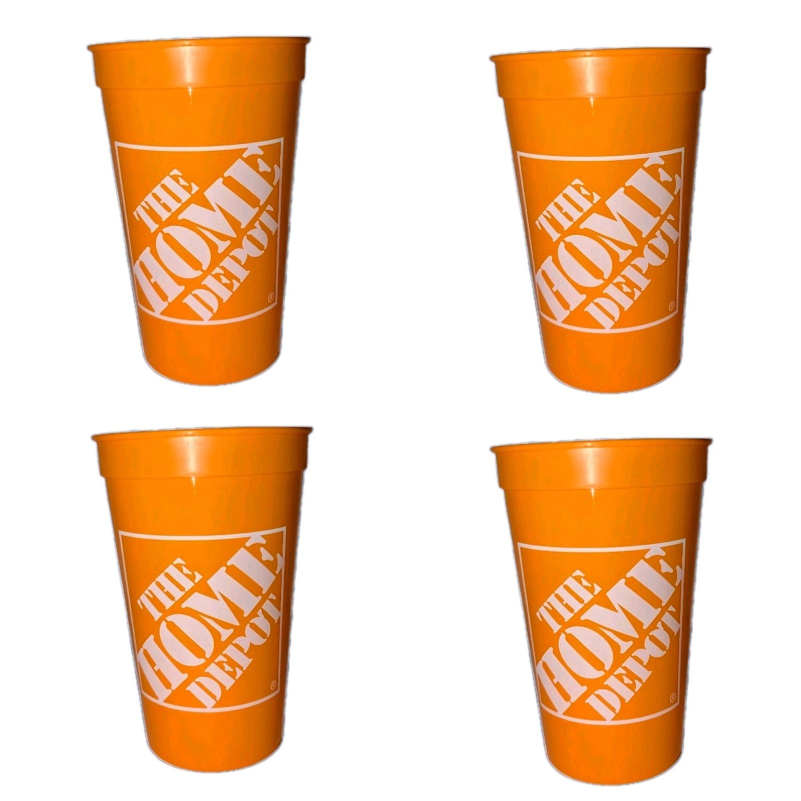 x4 HOME DEPOT Cups Reusable Plastic Iconic Orange 22oz Tumbler Cup Made USA NEW