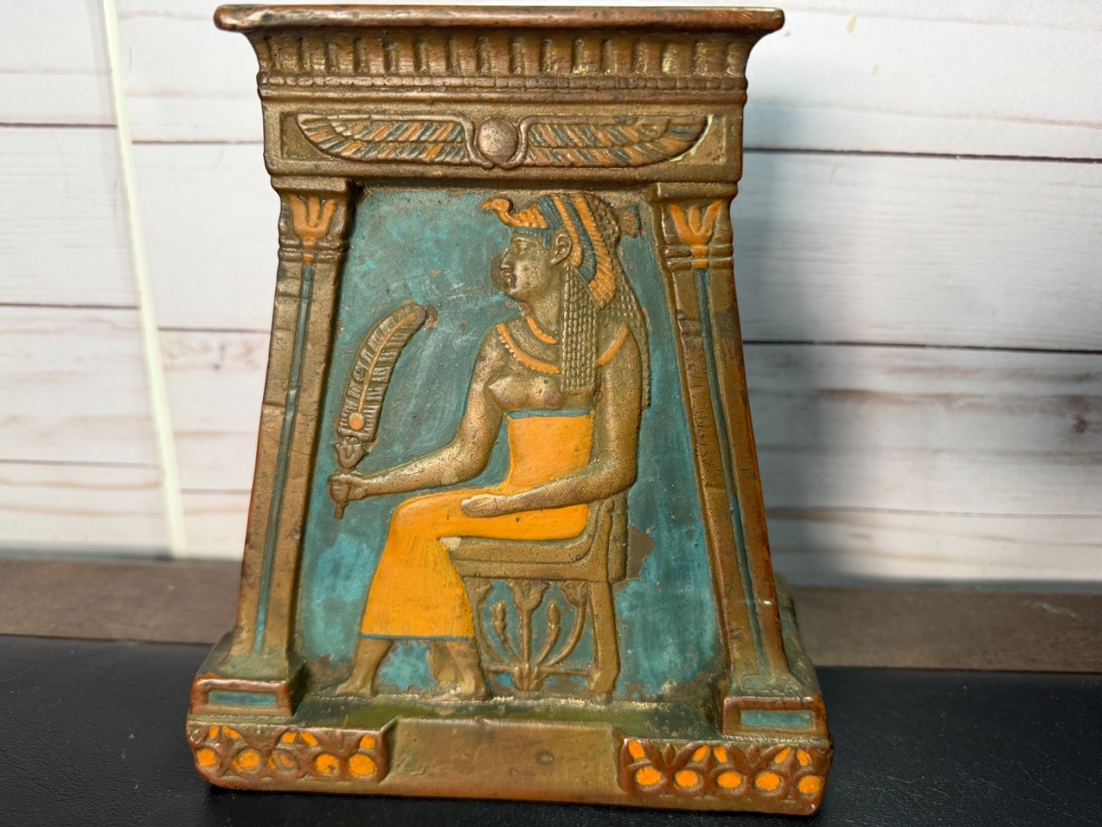 M. Rotellini Artist Signed Art Deco Egyptian Cleopatra Bookend