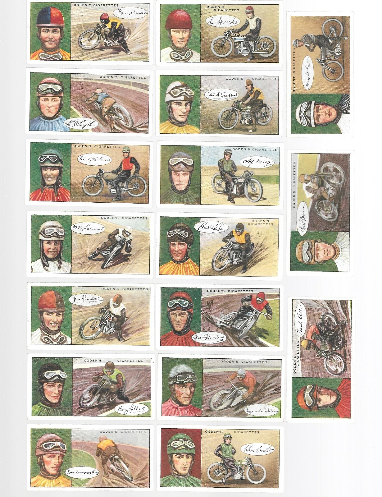 CIGARETTE CARDS.Ogdens.Tobacco.FAMOUS DIRT-TRACK RIDERS,(1929).(Full Set of 25).