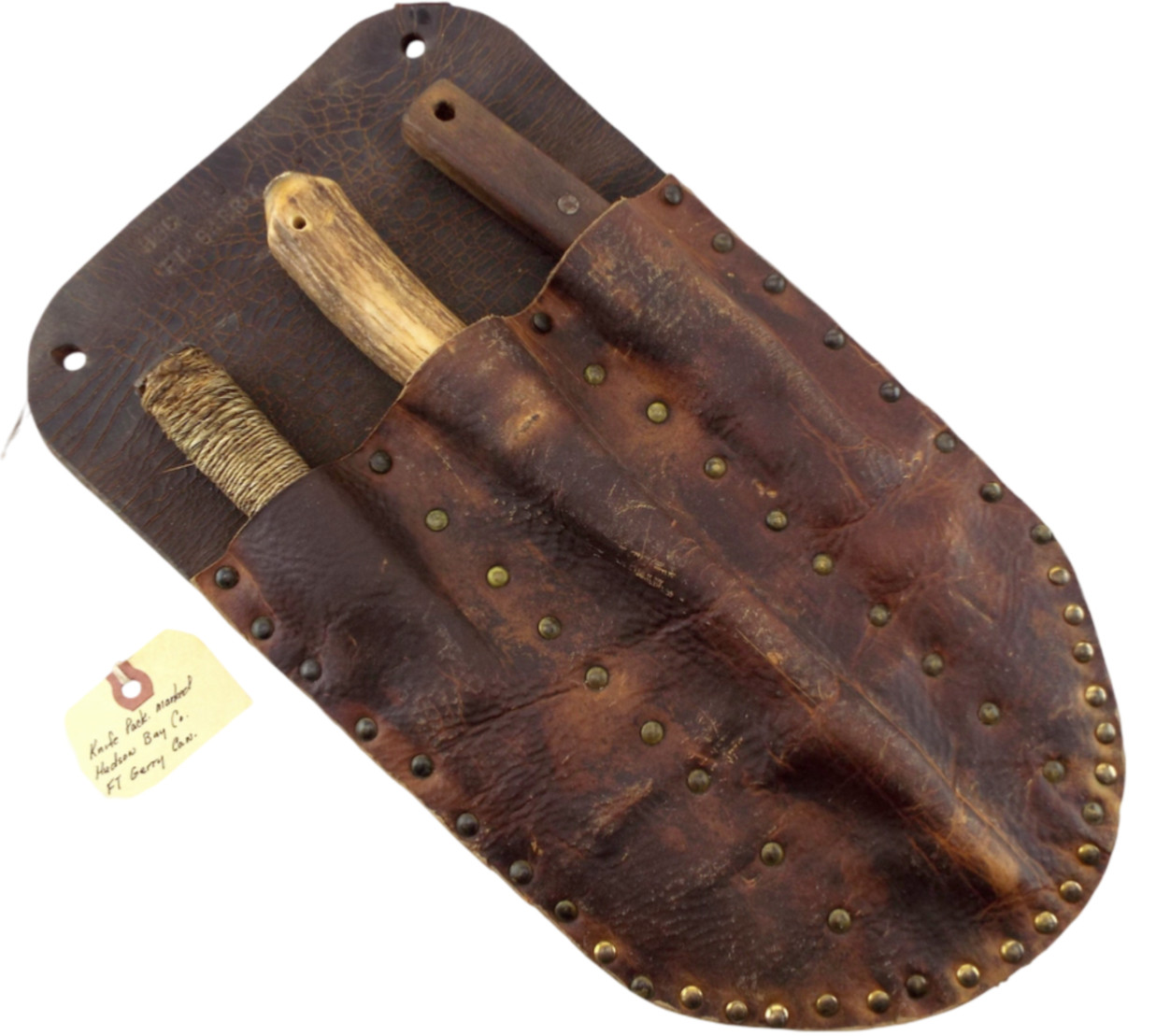 Antique Native American Indian Trade Hudson Bay Co. Buffalo Skinning Knife Set.