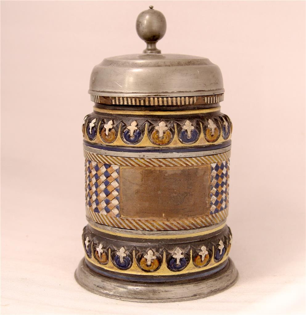 Vintage German Beer Stein Annaberg/Dippoldiswalde Saxony w/Applied Decor c.1900