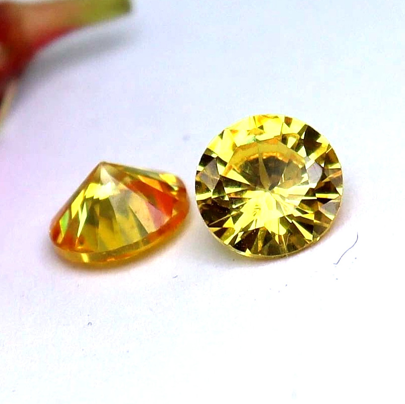 1.90 Ct Natural Round Cut Cambodian Yellow Zircon Certified Loose Gemstone 2 Pcs