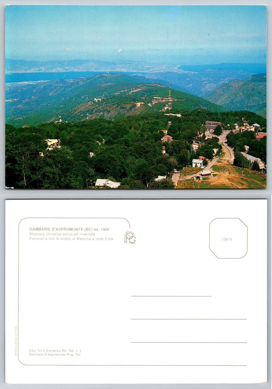 Gambarie d'Aspromonte Italy Messina Strait Aeolian Islands Panorama Postcard