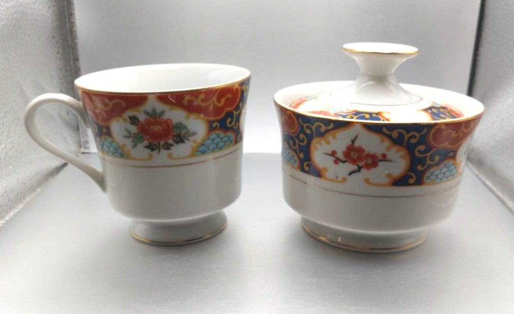 LOT 2 VTG Fine China KYOTO Tea Cup and Sugar Bowl With Lid Montgomery Wards